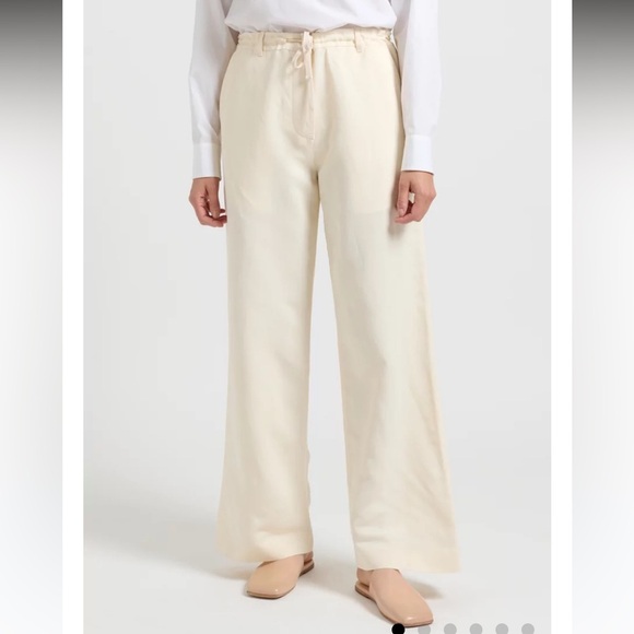 The Row Silk & Linen ''Dandy'' Pants in Ivory wide leg size 2 - Picture 2 of 11